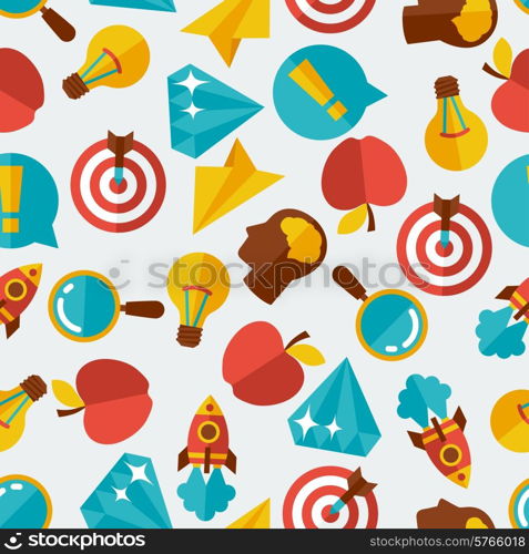 Idea concept seamless pattern in flat design style.