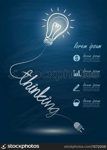 idea concept with light bulbs on blackboard background