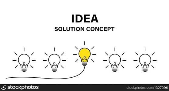 Idea creative concept. Vector isolated success illustration. Lamp idea business concept. Power energy. Brain light bulb icon vector. EPS 10