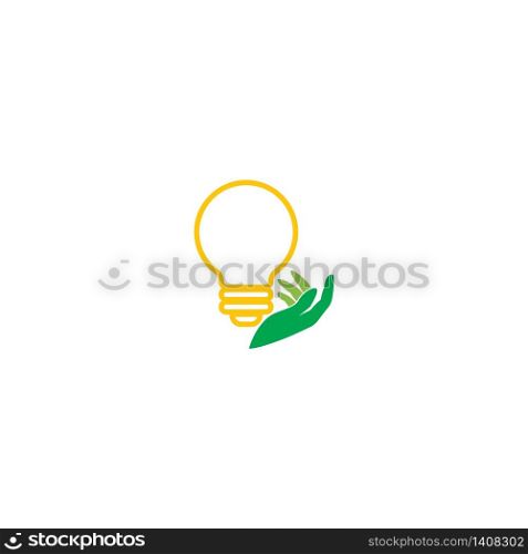 Idea hand bulp lam logo icon illustration