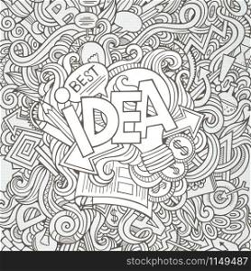 Idea hand lettering and doodles elements background. Vector illustration. Idea hand lettering and doodles elements background