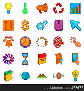 Idea icons set. Cartoon set of 25 idea vector icons for web isolated on white background. Idea icons set, cartoon style