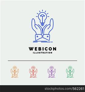 idea, ideas, creative, share, hands 5 Color Line Web Icon Template isolated on white. Vector illustration. Vector EPS10 Abstract Template background
