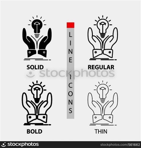 idea, ideas, creative, share, hands Icon in Thin, Regular, Bold Line and Glyph Style. Vector illustration. Vector EPS10 Abstract Template background