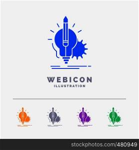 Idea, insight, key, lamp, lightbulb 5 Color Glyph Web Icon Template isolated on white. Vector illustration. Vector EPS10 Abstract Template background
