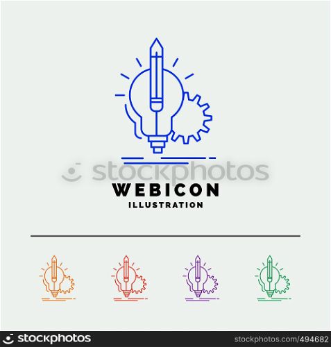 Idea, insight, key, lamp, lightbulb 5 Color Line Web Icon Template isolated on white. Vector illustration. Vector EPS10 Abstract Template background