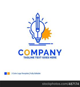 Idea, insight, key, lamp, lightbulb Blue Yellow Business Logo template. Creative Design Template Place for Tagline.