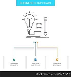 Idea, insight, key, lamp, lightbulb Business Flow Chart Design with 3 Steps. Line Icon For Presentation Background Template Place for text