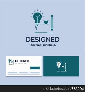 Idea, insight, key, lamp, lightbulb Business Logo Glyph Icon Symbol for your business. Turquoise Business Cards with Brand logo template.. Vector EPS10 Abstract Template background