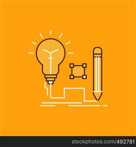Idea, insight, key, lamp, lightbulb Flat Line Filled Icon. Beautiful Logo button over yellow background for UI and UX, website or mobile application. Vector EPS10 Abstract Template background
