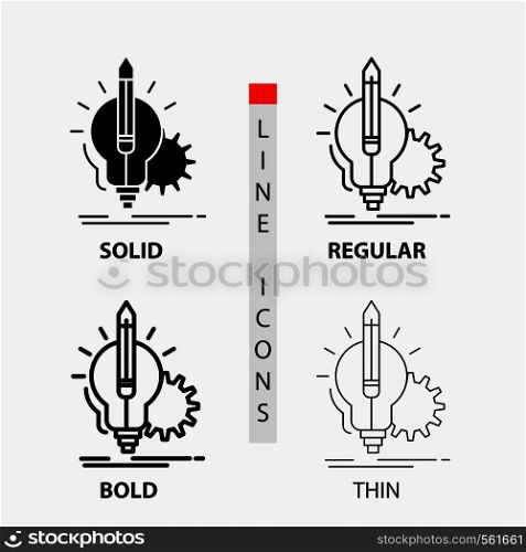 Idea, insight, key, lamp, lightbulb Icon in Thin, Regular, Bold Line and Glyph Style. Vector illustration. Vector EPS10 Abstract Template background