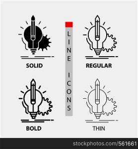 Idea, insight, key, lamp, lightbulb Icon in Thin, Regular, Bold Line and Glyph Style. Vector illustration. Vector EPS10 Abstract Template background