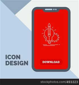 Idea, insight, key, lamp, lightbulb Line Icon in Mobile for Download Page. Vector EPS10 Abstract Template background
