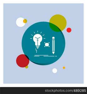 Idea, insight, key, lamp, lightbulb White Glyph Icon colorful Circle Background. Vector EPS10 Abstract Template background