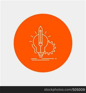 Idea, insight, key, lamp, lightbulb White Line Icon in Circle background. vector icon illustration. Vector EPS10 Abstract Template background