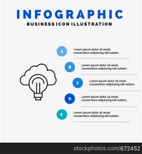 Idea, Light, Bulb, Focus, Success Line icon with 5 steps presentation infographics Background