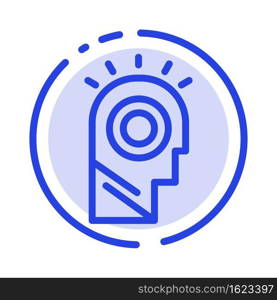 Idea, Light, Man, Hat Blue Dotted Line Line Icon