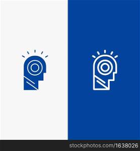 Idea, Light, Man, Hat Line and Glyph Solid icon Blue banner Line and Glyph Solid icon Blue banner