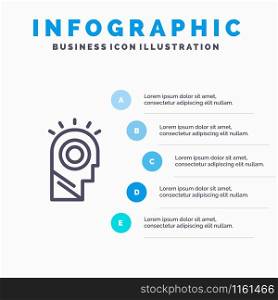 Idea, Light, Man, Hat Line icon with 5 steps presentation infographics Background