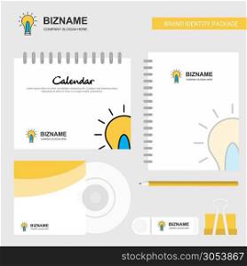 Idea Logo, Calendar Template, CD Cover, Diary and USB Brand Stationary Package Design Vector Template