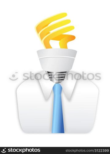 idea man with energy saving lightbulb instead of head