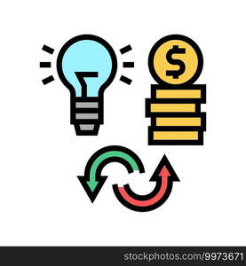 idea to money converter color icon vector. idea to money converter sign. isolated symbol illustration. idea to money converter color icon vector illustration