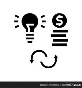 idea to money converter glyph icon vector. idea to money converter sign. isolated contour symbol black illustration. idea to money converter glyph icon vector illustration