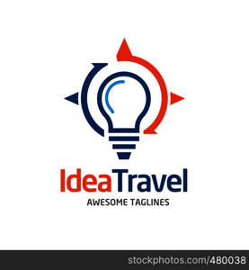 idea travel solution logo, base from light bulb and compass symbol vector