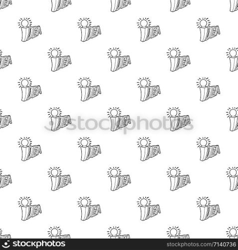 Idea word with light bulb icon in outline style on a white background. Idea word with light bulb icon, outline style