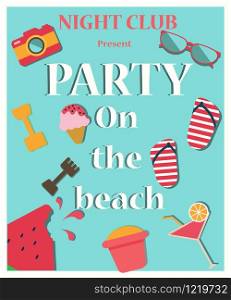 Ideal for seasonal event poster, web banner for invitation. Party on the beach concept.