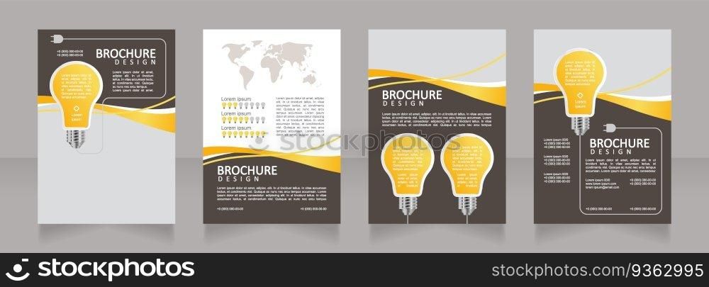 Ideas for power industry development blank brochure design. Template set with copy space for text. Premade corporate reports collection. Editable 4 paper pages. Calibri, Arial fonts used. Ideas for power industry development blank brochure design
