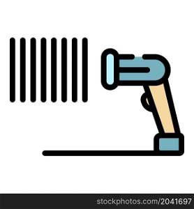 Identification barcode scanner icon. Outline identification barcode scanner vector icon color flat isolated. Identification barcode scanner icon color outline vector