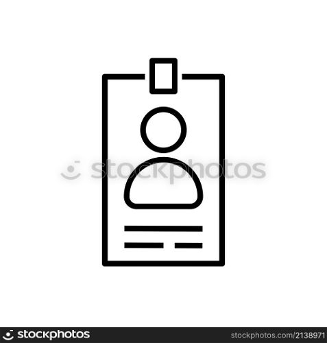 Identification card icon. Black outline shape. Office document. Security concept. Vector illustration. Stock image. EPS 10.. Identification card icon. Black outline shape. Office document. Security concept. Vector illustration. Stock image.