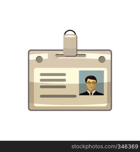 Identification card icon in cartoon style on a white background. Identification card icon, cartoon style