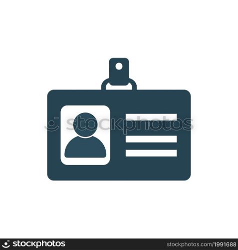 Identification card vector icon. Name tag icon. Flat design style