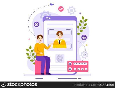 Identification Vector Illustration of Identity Card with Photo, Document, and Information in Face ID System Flat Cartoon Hand Drawn Templates