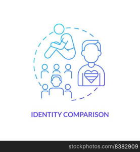Identity comparison blue gradient concept icon. Accept possibility of being gay. Stage of coming out abstract idea thin line illustration. Isolated outline drawing. Myriad Pro-Bold fonts used. Identity comparison blue gradient concept icon