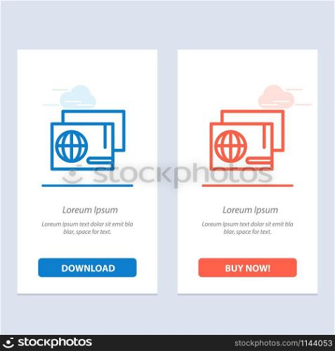 Identity, Pass, Passport, Shopping Blue and Red Download and Buy Now web Widget Card Template