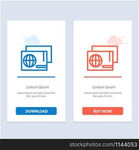 Identity, Pass, Passport, Shopping Blue and Red Download and Buy Now web Widget Card Template