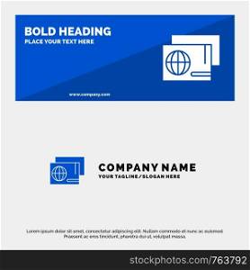 Identity, Pass, Passport, Shopping SOlid Icon Website Banner and Business Logo Template