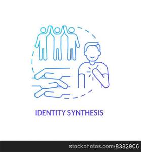 Identity synthesis blue gradient concept icon. Sexual orientation and identity. Stage of coming out abstract idea thin line illustration. Isolated outline drawing. Myriad Pro-Bold fonts used. Identity synthesis blue gradient concept icon