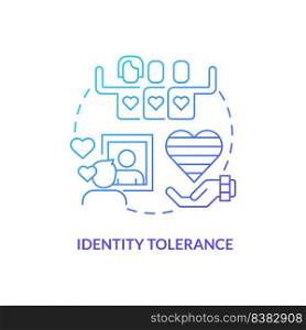 Identity tolerance blue gradient concept icon. Admit different orientation. Stage of coming out abstract idea thin line illustration. Isolated outline drawing. Myriad Pro-Bold fonts used. Identity tolerance blue gradient concept icon