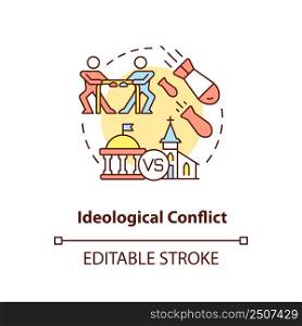 Ideological conflict concept icon. Lack of international cooperation problem abstract idea thin line illustration. Isolated outline drawing. Editable stroke. Arial, Myriad Pro-Bold fonts used. Ideological conflict concept icon
