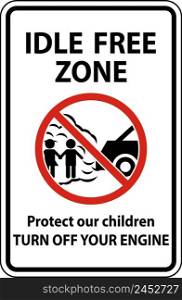 Idle Free Zone Sign On White Background