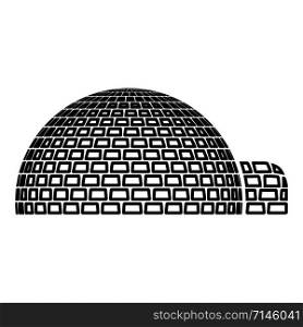 Igloo dwelling with icy cubes blocks Place when live inuits and eskimos Arctic home Dome shape icon outline black color vector illustration flat style simple image