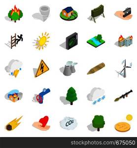 Ignitable icons set. Isometric set of 25 ignitable vector icons for web isolated on white background. Ignitable icons set, isometric style