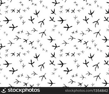 Iillustration of black traces of birds, seamless wallpaper