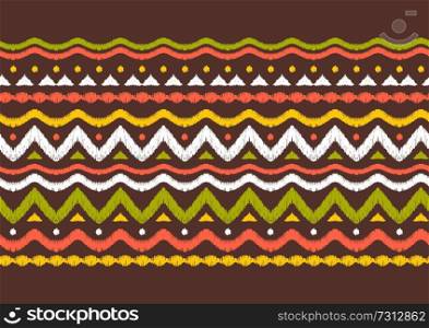 Ikat geometric folklore pattern. Ethnic folk ornament texture. Tribal mengikat textile. Aztec, Indian, Scandinavian, Gypsy or Mexican fabric.. Ikat geometric folklore pattern.