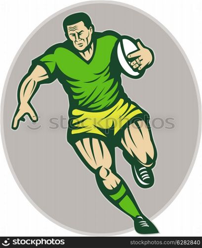 ill;ustration of a Rugby player running with ball. Rugby player running with ball