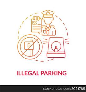 Illegal parking red gradient concept icon. Scooter sharing problem abstract idea thin line illustration. Traffic control. Illegally parked vehicle. Vector isolated outline color drawing. Illegal parking red gradient concept icon